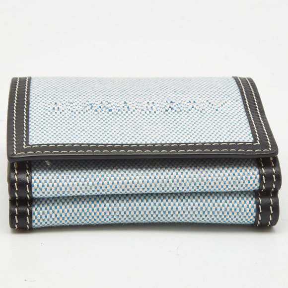 BURBERRY Light Blue/Black Canvas and Leather Luna French Wallet - Picture 7 of 8